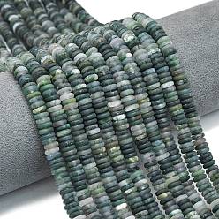 Мосс Агат Нити бусин из натурального матового мохового агата, рондель, 6x2 мм, отверстие : 1 мм, около 150~160 шт / нитка, 14.57~14.96'' (37~38 см)