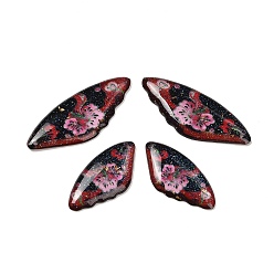 Темно-Красный 4 шт 4 стили прозрачные подвески из эпоксидной смолы, крыло с цветочным узором, с пайетками и золотой фольгой, темно-красный, 29~39x14 ~ х 2.5 мм, отверстие : 1 мм