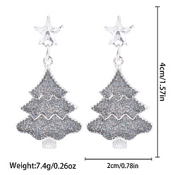 Рождественская елка Рождественские серьги-гвоздики из сплава, платина, рождественская елка, 40x20 мм