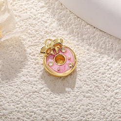 Donut Кулон латунь эмаль, золотые, пончик, 15x12 мм