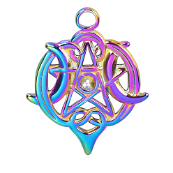 Rainbow Color 304 подвески из нержавеющей стали, очарование луны и звезды, Радуга цветов, 25x20 мм