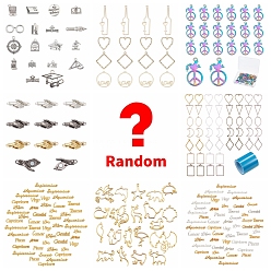 Random Color Lucky Bag, Random Style Metal Charms Connectors Kits, Open Back Bezel, Random Color