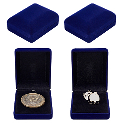 Полуночно-синий Прямоугольный пластиковый ящик для хранения медалей, с губкой, темно-синий, 60x76x32 мм