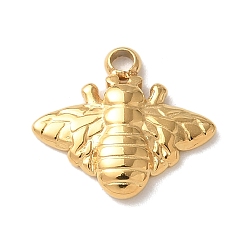 Настоящее золото 14K 304 прелести нержавеющей стали, прелести пчел, ионное покрытие (ip), реальный 14 k позолоченный, 10.5x12x2 мм, отверстие : 1.4 мм