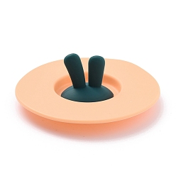 PeachPuff Silicone Cup Lids, Rabbit Ear Tea Cup Covers, Anti-Dust Airtight Seal For Mugs, PeachPuff, 100x35mm