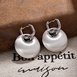 Серебро Плоские круглые латунные серьги-кольца для женщин, серебряные, 41.5x25.5 мм