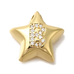 Letter B Стойка металлическая латунная микропрофилированная кубическая циркония подвески, долговечный, без кадмия и без свинца, буквы, реальный 18 k позолоченный, В письме, 15.5x16.5x5.5 мм, отверстие : 3 мм