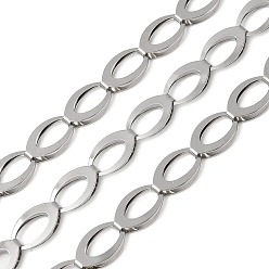 Нержавеющая Сталь Цвет 304 цепи из нержавеющей стали ссылка, несварные, с катушкой, овальные, цвет нержавеющей стали, 15x9x3 мм