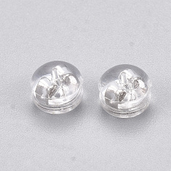 Платинированный Силиконовые гайки для ушей, спинки для серьги, с латунной фурнитурой , полукруглый, без никеля , Реальная платина, 5x3.5 мм, отверстие : 0.5 мм
