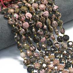 Родонит Природные родонит бисер нитей, граненый шестиугольный разрез, плоско-круглые, с бисером, 10~10.5x6 мм, отверстие : 1 мм, около 31~32 шт / нитка, 15.35''~15.55'' (39~39.5 см)