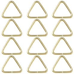 Золотой Латунное треугольное соединительное кольцо, застежка-молния, соединитель быстрой ссылки, подходит для просверленных бусин, тесьма, обвязочные мешки, долговечный, реальный 14 k позолоченный, 7x7.5x0.8 мм, 100 шт / коробка