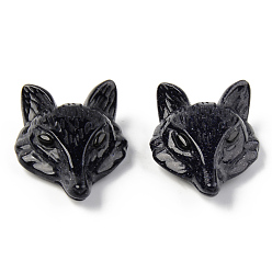 Синий Драгоценный Камень Синтетический синий авантюрин подвески, сверху просверленные бусы, с глазком из черного оникса, лиса голова, 41x29.5~30.5x13~14.5 мм, отверстие : 1.6 мм