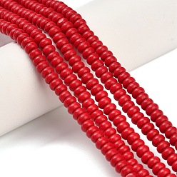 Красный Синтетических нитей бирюзовые бусы, рондель, окрашенные, красные, 4x2 мм, отверстие : 0.9 мм, около 160~162 шт / нитка, 14.96~15.16 дюйм (38~38.5 см)