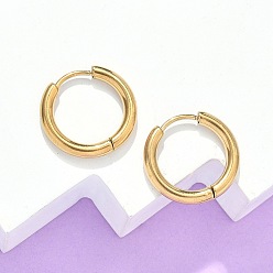 Oro Recubrimiento de iones (ip) 304 aretes tipo argolla de acero inoxidable, pendientes hipoalergénicos, con 316 clavija quirúrgica de acero inoxidable, dorado, 10 calibre, 17x2.5 mm, pin: 1 mm, diámetro interior: 12 mm