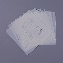 White Kids Cartoon Plastic Hollow Drawing Stencil, Reusable Drawing Template For Kids DIY Scrapbooking, School Projects, White, 13x13x0.03cm, about 6pcs/set