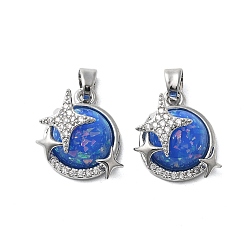 Звезда Латунный микропаве кубический цирконий с подвесками из смолы, без кадмия, без никеля и без свинца, планета, платина, звезда, 16x14.5x7.5 мм, отверстие : 4.5x2.5 мм