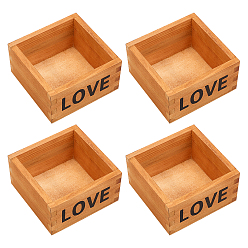 Chocolate Pinewood Box, No Cover, Square with Word Love, Chocolate, 9.5x9.5x0.5cm, Inner Size: 81x80.5mm