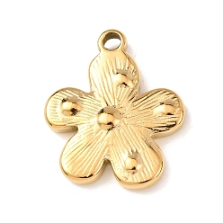Цветок 304 подвески из нержавеющей стали, с целью перехода в кольце, золотые, цветочный шарм, 20x16.5x3 мм, отверстие : 2 мм