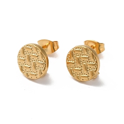 Золотой 304 фурнитура для сережек из нержавеющей стали, с вертикальными петлями, плоско-круглые, золотые, 10 мм, отверстие : 2.7 мм, штифты : 0.5 мм