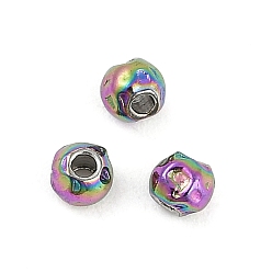 Rainbow Color Текстурированные 316 хирургические бусины из нержавеющей стали, круглые, ионное покрытие (ip), Радуга цветов, 3 мм, отверстие : 1 мм