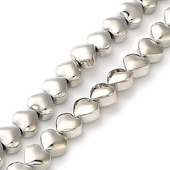 с Платиновым Покрытием Стеклянные бусины с гальваническим покрытием , сердце, с покрытием платиным, 6x6.5x4 мм, отверстие : 0.8 мм, около 69 шт / нитка, 15.04'' (38.2 см)