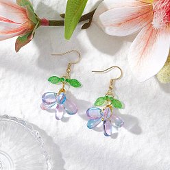 чертополох 304 серьги с подвесками из стекла из нержавеющей стали, цветок, золотые, чертополох, 45x24 мм