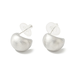 Platinum Alloy Chunky Half Round Stud Earrings with 925 Sterling Silver Pins for Women, Platinum, 14x11x12mm, Pin: 0.7mm
