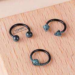 (52) Непрозрачная лаванда 316l круглые/подковообразные кольца для носа из нержавеющей стали, разноцветные, 10 мм, штифты : 1.2 мм, 3 шт / комплект