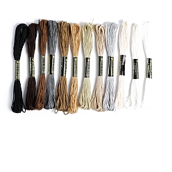 (52) Непрозрачная лаванда 12связки 12 цвета ручная вышивка хлопковыми нитками, разноцветные, 1 мм, около 8.75 ярдов (8 м) / пачка, 1 расслоение / цвет