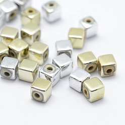 Couleur Mélangete Placage de perles en plastique écologiques, cube, couleur mixte, 4x4x4mm, trou: 1 mm, environ 800 pcs / 500 g