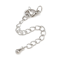 Платина Латунь заканчивается цепью, слеза, застежка из нержавеющей стали, платина, 65~70 мм