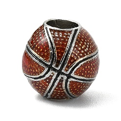 Античное Серебро Бисера эмали сплава, баскетбол, античное серебро, 11.5x10.5 мм, отверстие : 3.5 мм