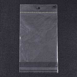 Прозрачный Прямоугольник ОПП целлофановые мешки, самозапечатывающиеся пакеты с отверстием для подвешивания, прозрачные, 20x11x0.01 см, отверстие : 8 мм, Внутренний размер: 14.5x11 см