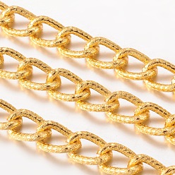 Gold Aluminium Twisted Chains Curb Chains, Unwelded, Oval, Gold, 13x8.5x2.5mm