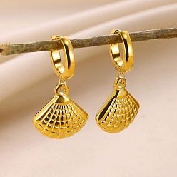 Shell Shape 304 серьги из нержавеющей стали для женщин, реальный 18 k позолоченный, формы раковины, 29.5x15 мм