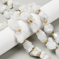 Белый Гальванические натуральный druzy шарики агата стренг, самородки, с бисером, белые, 10~16x12.5~15x11.5~13 мм, отверстие : 0.8 мм, около 14 шт / нитка, 8.07~8.27'' (20.5~21 см)