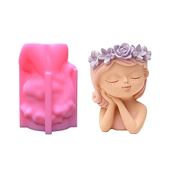 Ярко-Розовый Силиконовые формы для ваз, девушка, ярко-розовый, 79x79x110 мм