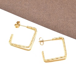 Настоящее золото 18K 304 двухслойные квадратные серьги-гвоздики из нержавеющей стали, ионное покрытие (ip), реальный 18 k позолоченный, 20.5x21x8.5 мм