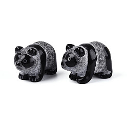 Обсидиан Украшения для панды из натурального обсидиана, фигурка для украшения дома, энергетический камень рейки для исцеления, 26~27.5x49~50x31~33 мм