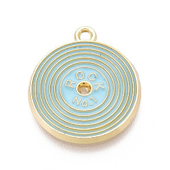 Светло-Синий Подвески из эмали и сплава, Дисковые подвески, золотые, без кадмия, без никеля и без свинца, голубой, 22x19.5x2 мм, отверстие : 1.6 мм
