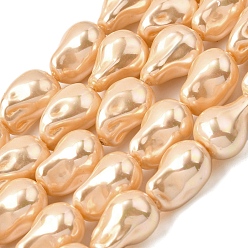 Сэнди Коричневый Нити бусин из гальванизированного непрозрачного стекла, имитирующие жемчуг, самородки, песчаный коричневый, 21.5~25x15~16x13.5~15 мм, отверстие : 1.2 мм, около 15~17 шт / нитка, 36~39 см