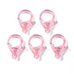 Pink Прозрачные акриловые застежки в виде когтей лобстера, розовые, 25.5x18x6 мм, отверстие : 1.8 мм