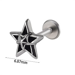 Звезда 304 безрезьбовая серьга-гвоздик из нержавеющей стали, козелок шпилька, плоская серьга сзади, цвет нержавеющей стали, звезда, 8 мм, штифты : 1.2 мм