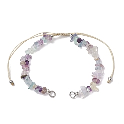 Флюорит Изготовление браслета из бисера из бисера из натурального флюорита, с латунными бусинами платинового тона, 5-3/4~10-3/4 дюйм (14.6~27.3 см)