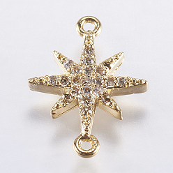 Золотой Латунные микро проложить кубических ссылки циркония, без свинца и без кадмия, звезда, золотые, 16x12x2 мм, отверстие : 1 мм