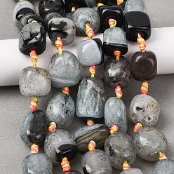 Черный Природный агат бисер нитей, окрашенная и подогревом, самородки, упавший камень, чёрные, 13.5~20.5x13.5~18x12~15 мм, отверстие : 1.2~1.5 мм, около 14~16 шт / нитка, 15.04~16.69'' (38.2~42.4 см)