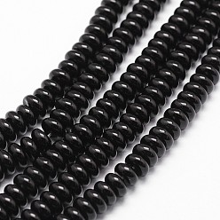Black Onyx Бусины из натурального черного оникса, класс А, окрашенная и подогревом, рондель, граненые, 8x4 мм, отверстие : 1 мм, около 95 шт / нитка, 15.16 дюйм ~ 15.35 дюйм