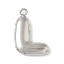 Letter L 304 начальные подвески из нержавеющей стали, цвет нержавеющей стали, Письмо L, 16~18x6~18x3 мм, отверстие : 1.8 мм