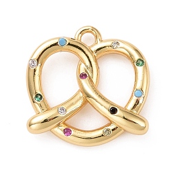 Разноцветный Кулоны из экологически чистой латуни с микропаве и кубическим цирконием, без кадмия и без свинца, долговечный, золотые, брезен, красочный, 13.5x13.5x3 мм, отверстие : 1.5 мм