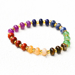 Disc Эластичные браслеты из натуральных и синтетических смешанных драгоценных камней для женщин, диск, внутренний диаметр: 2-1/4 дюйм (5.65 см)